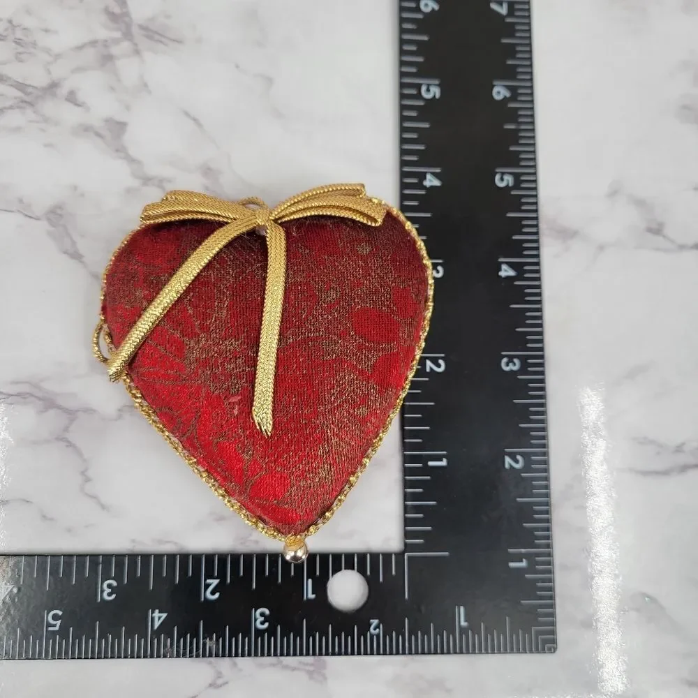 Vintage Red & Gold Velvet Christmas Ornaments Soft Non Breakable 90's